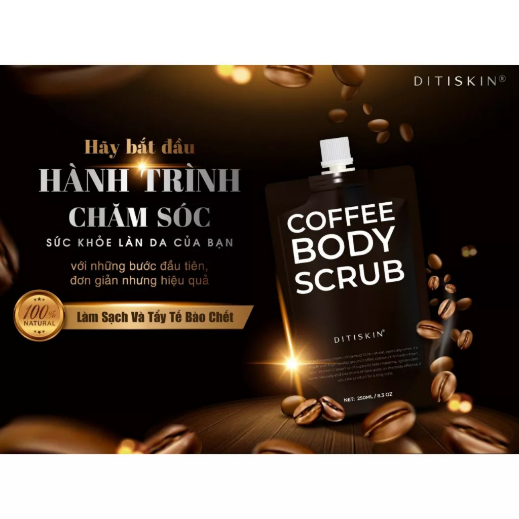 Combo Kem dưỡng trắng da 200g + Tẩy tế bào chết Cafe 250g Ditiskin