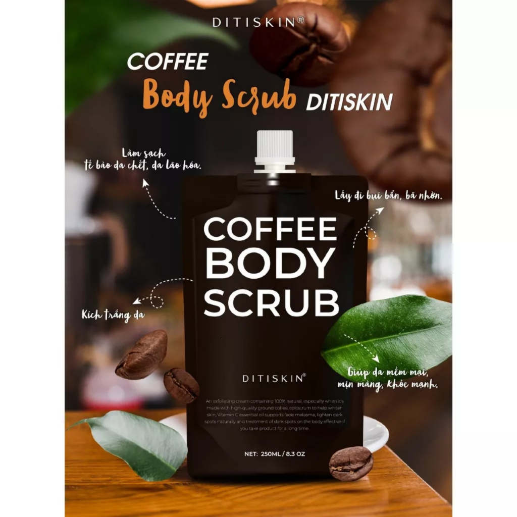 Combo Kem dưỡng trắng da 200g + Tẩy tế bào chết Cafe 250g Ditiskin