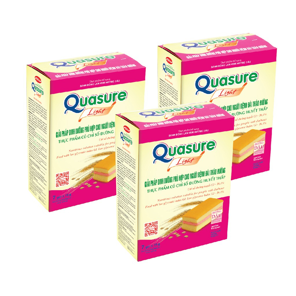 Bánh Bông Lan Quasure Light Cốm Bibica 126g - Thực phẩm dành cho người ăn kiêng, tiểu đường