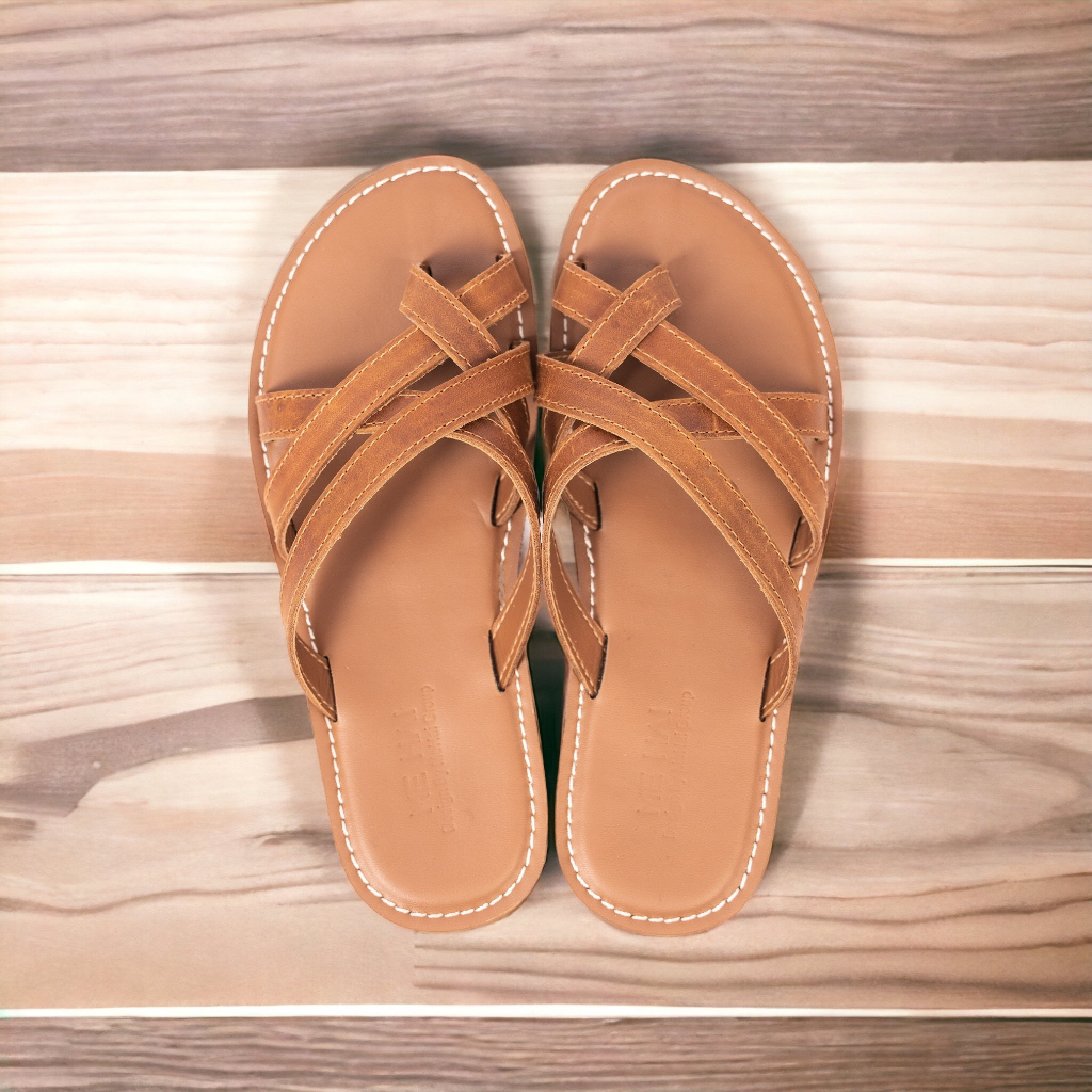 MH02- Dép Sandal nam xỏ ngón da bò sáp Đế 2 Lớp Cao Su Nguyên Khối MeHai