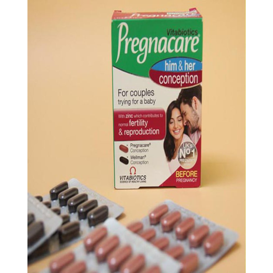 Viên uống tăng khả năng thụ thai Pregnacare Him & Her 60v - giúp tăng khả năng thụ thai cho cả nam và nữ - NT Châu Long