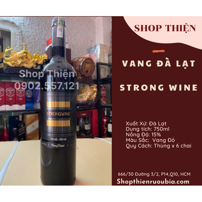Thùng x 6 Chai Vang Đà Lạt Đỏ STRONG 15 750ml