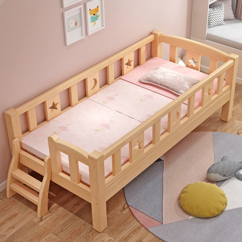 Giường em bé ghép cạnh giường bố mẹ gỗ thông tự nhiên an toàn