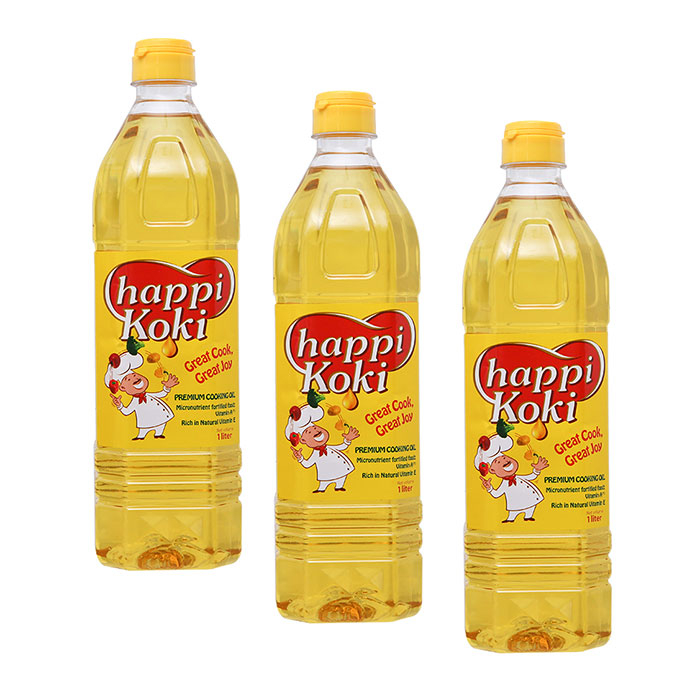 Dầu ăn cao cấp Happy Koki chai1 lít