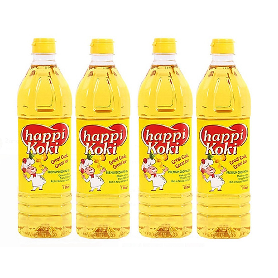 Dầu ăn cao cấp Happy Koki chai1 lít
