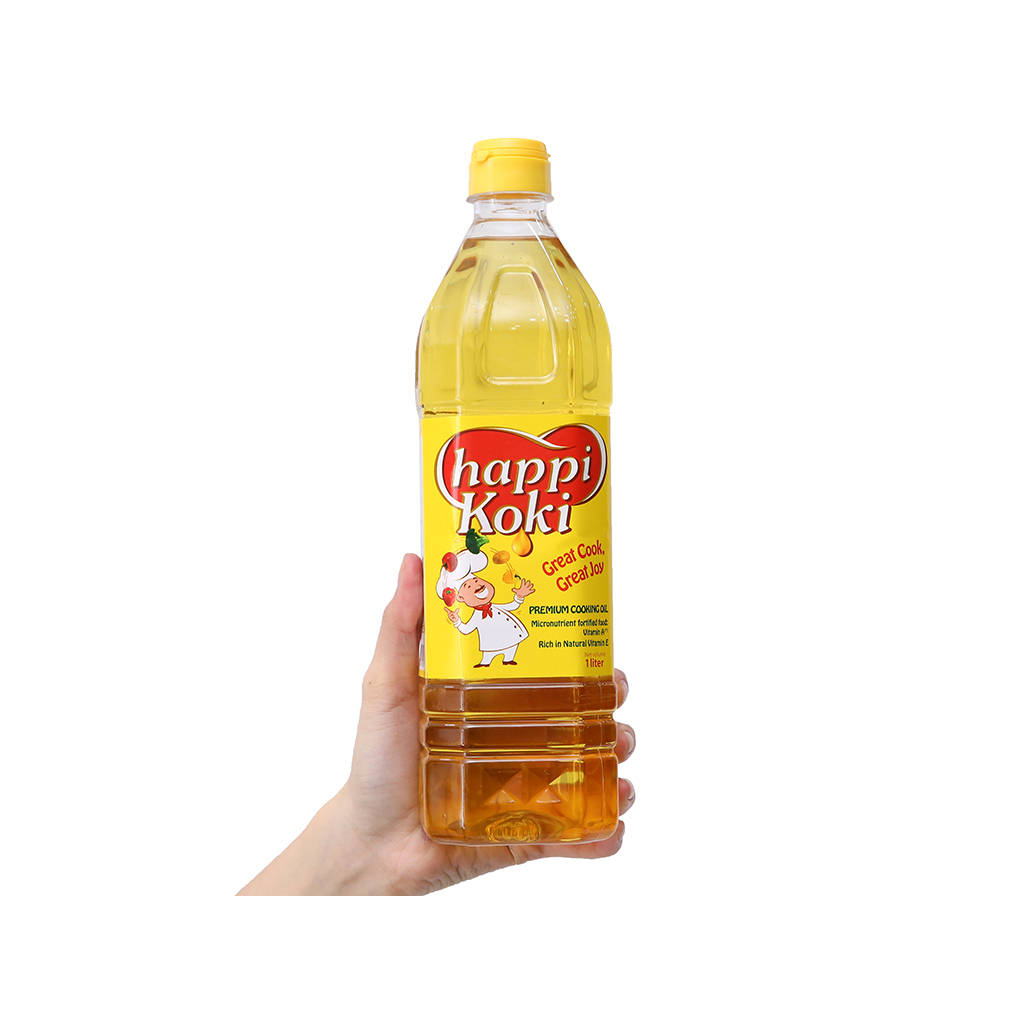 Dầu ăn cao cấp Happy Koki chai1 lít