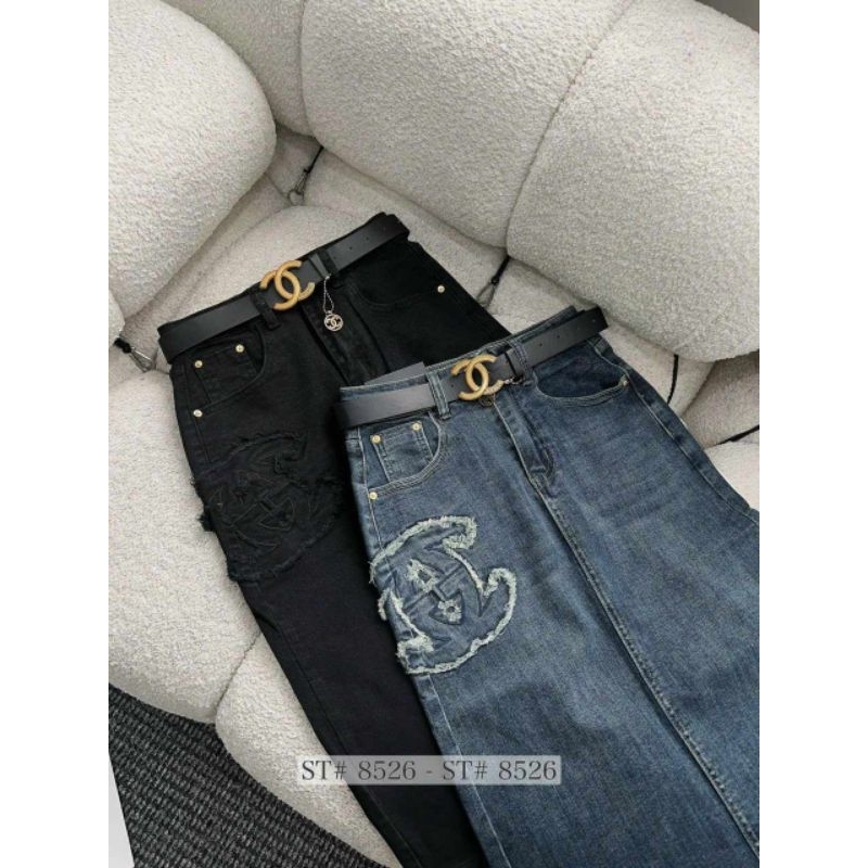 Chân váy jeans dài chữ X hàng QCL1