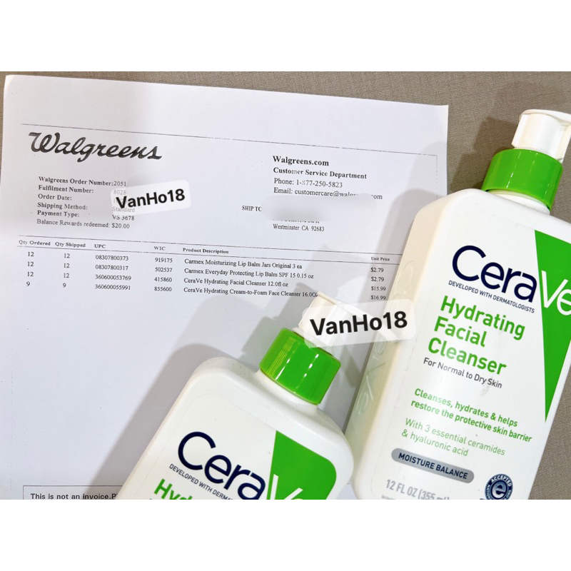 Sữa rửa mặt da khô CeraVe Hydrating Facial Cleanser 355ml