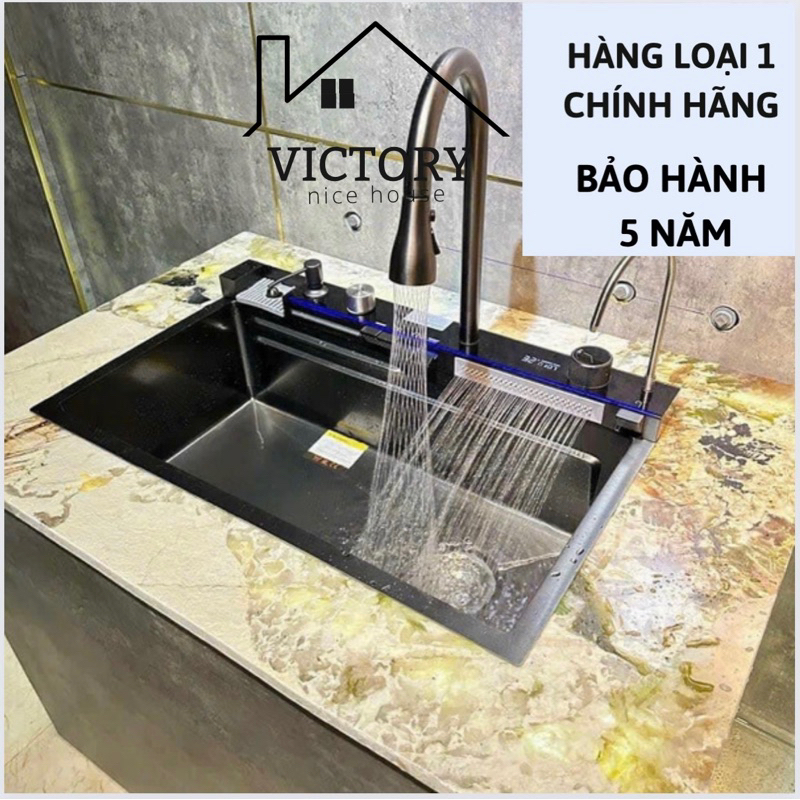 Chậu rửa bát hiển thị nhiệt độ phím đàn bồn rửa chén vòi xả thác victory