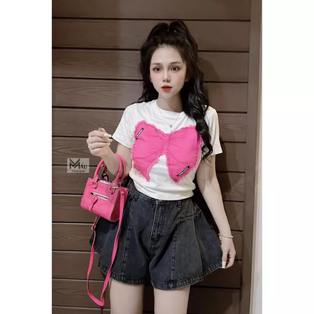 Áo Croptop nơ Kiểu Nữ Thun Ôm Body