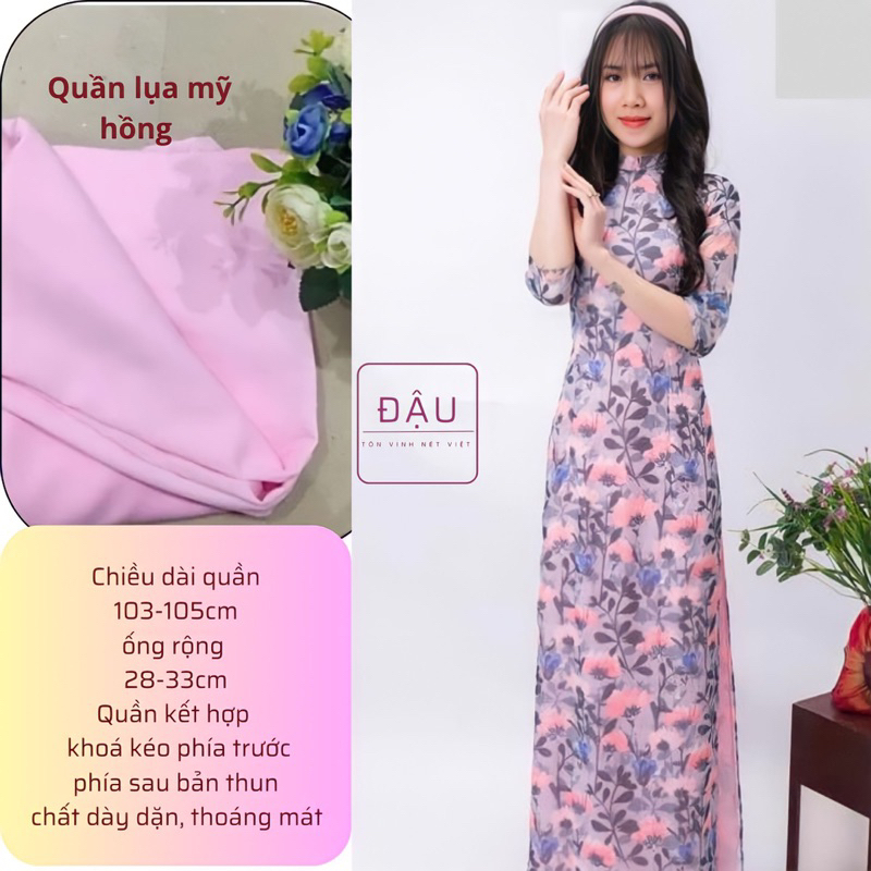 Áo dài cách tân nữ 4 tà hoa nhí