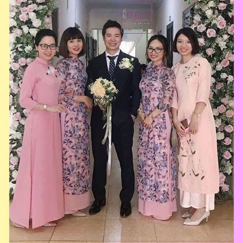 Áo dài cách tân nữ 4 tà hoa nhí