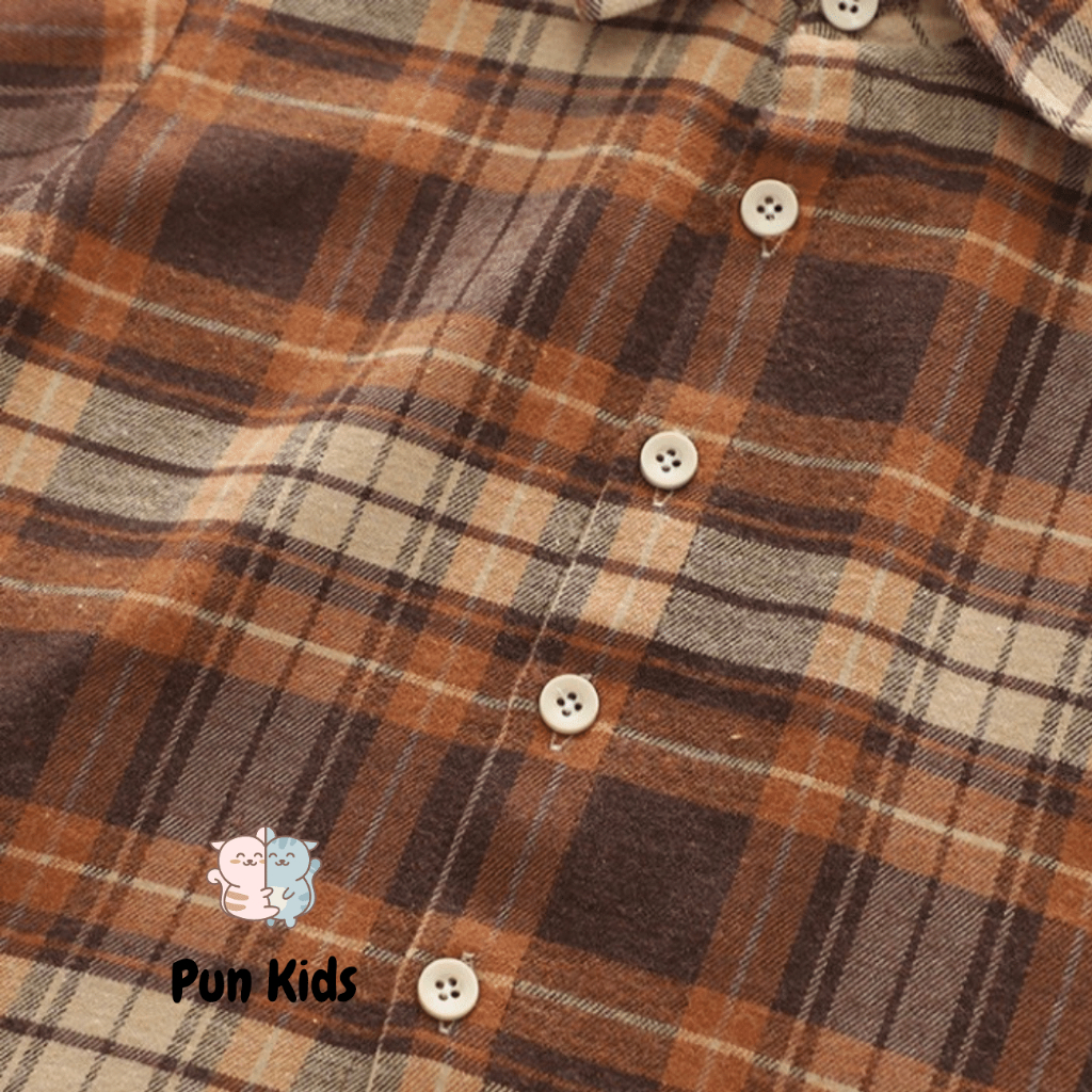 Set yếm đính gấu nâu cute kèm áo sơ mi thu đông cho bé từ 09 - 21Kg BD55