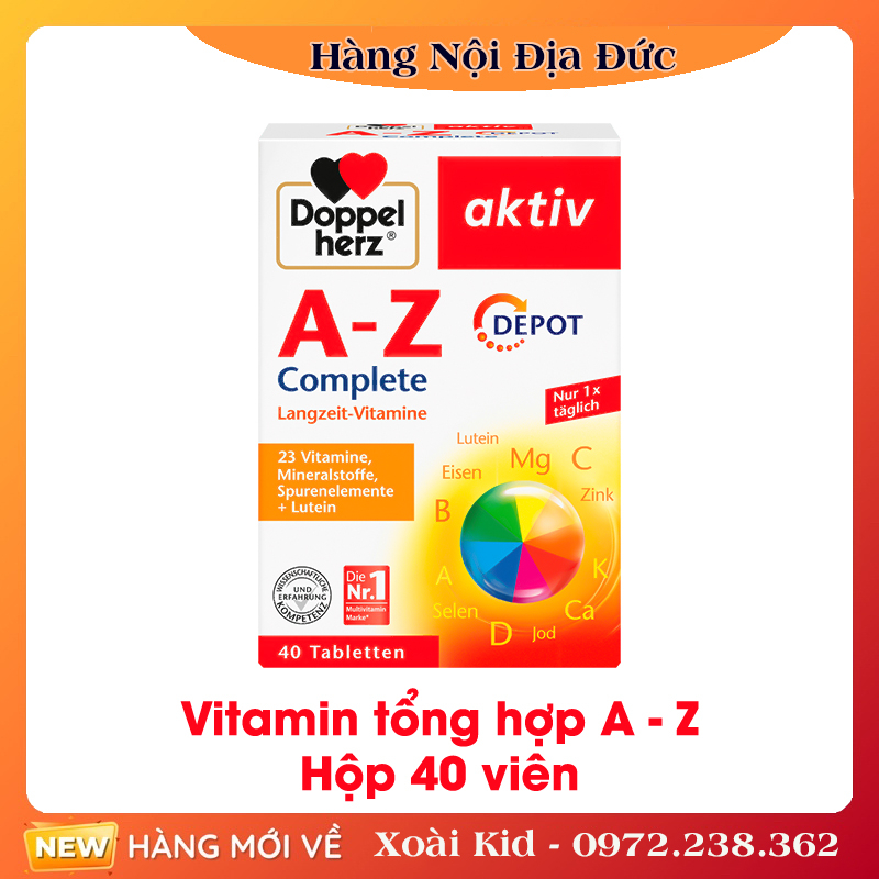 [DATE MỚI NHẤT] Vitamin tổng hợp A-Z Depot DoppelHerz của Đức Hộp 40 viên