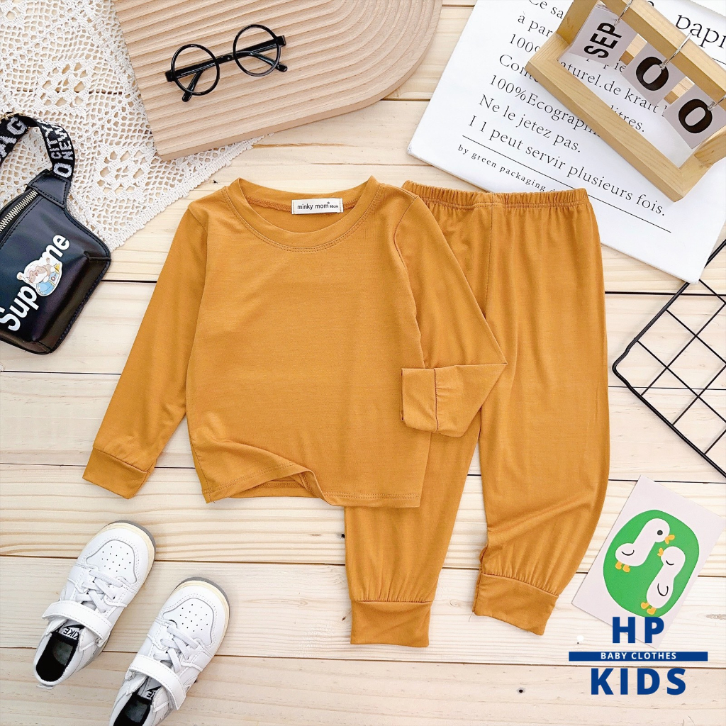Bộ dài trơn basic  Minky Mom, 7 màu tươi mát, vải thun lạnh mềm mịn cho bé