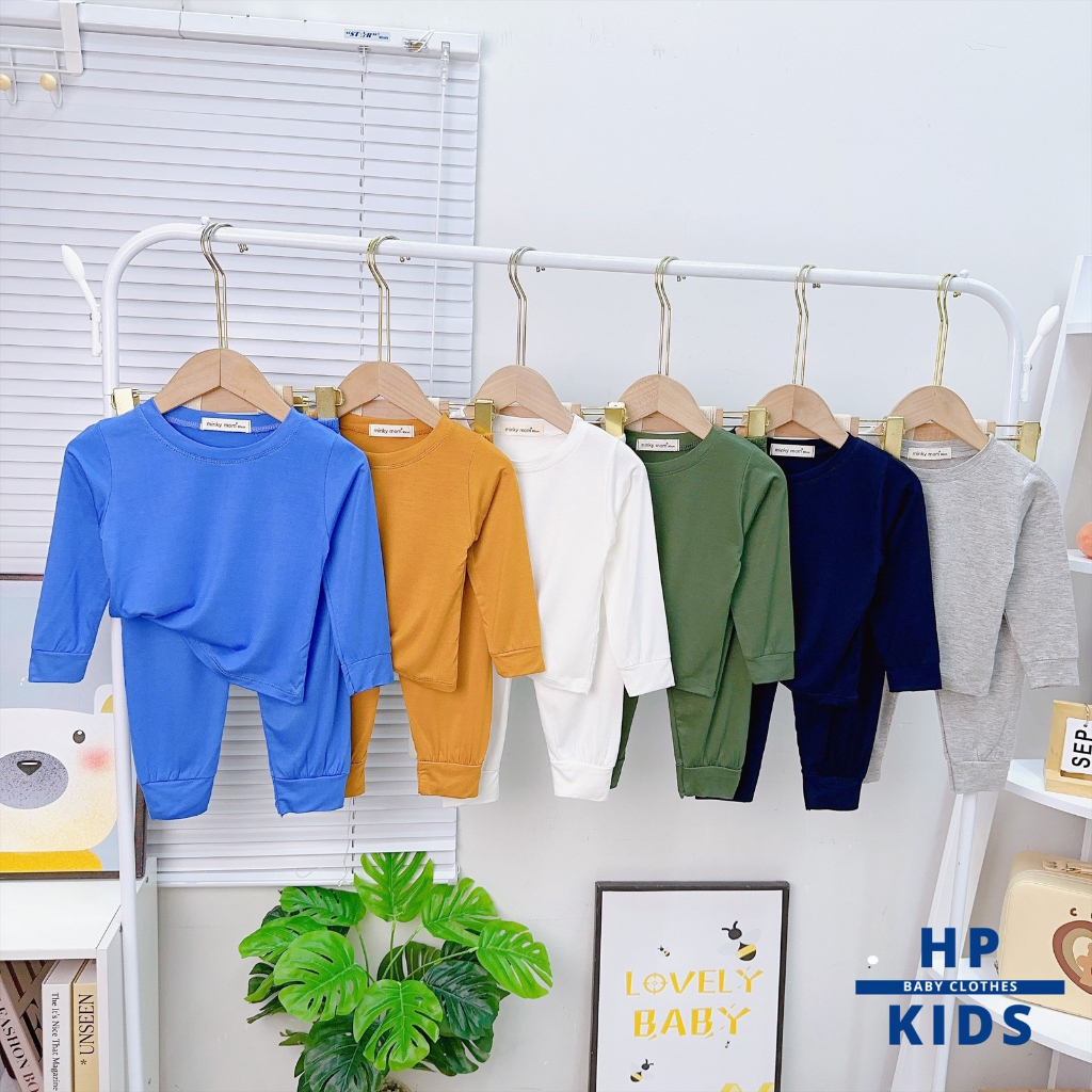 Bộ dài trơn basic  Minky Mom, 7 màu tươi mát, vải thun lạnh mềm mịn cho bé