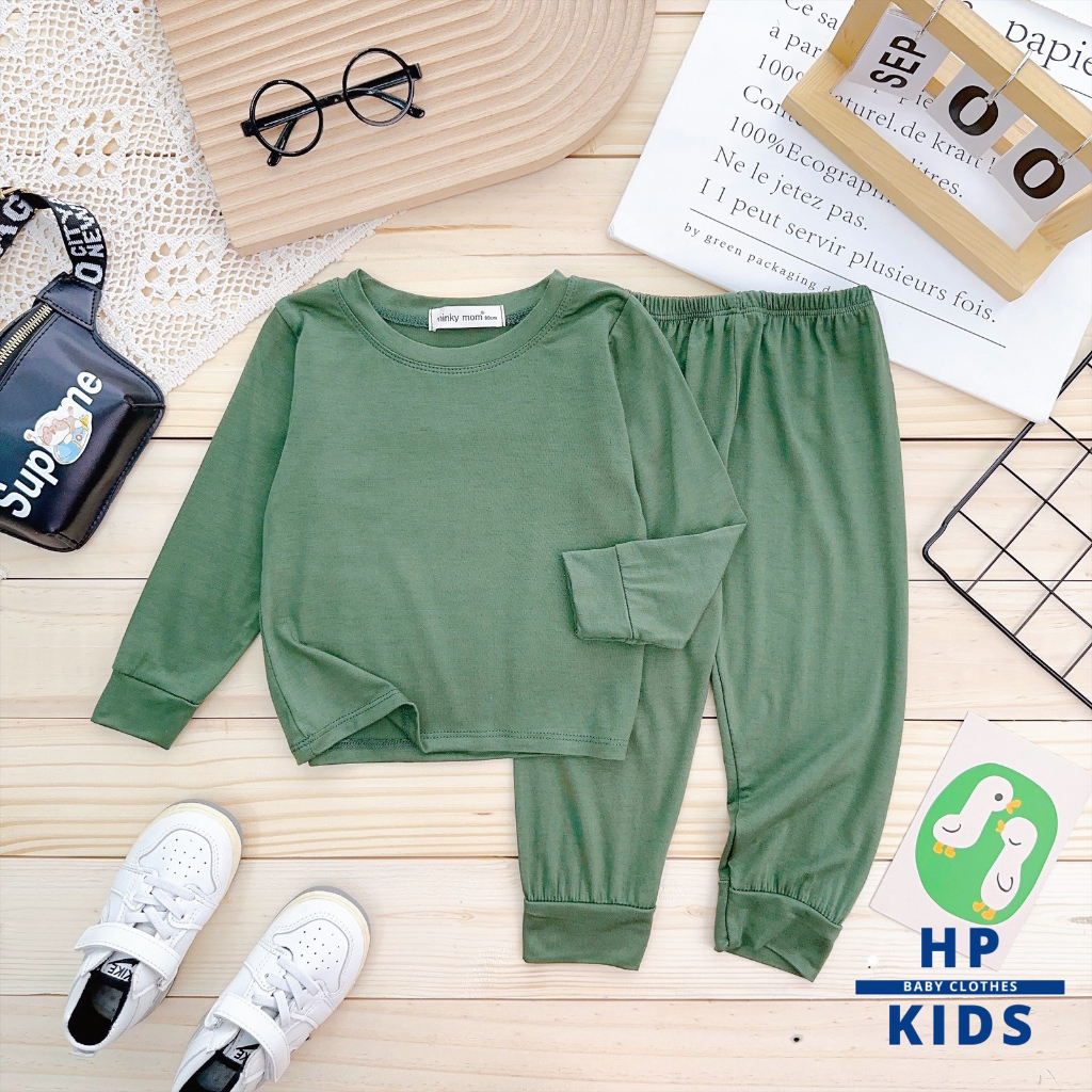 Bộ dài trơn basic  Minky Mom, 7 màu tươi mát, vải thun lạnh mềm mịn cho bé