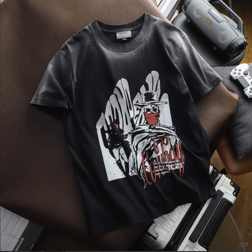 Áo thun nam ICDN Cowboy Wild West chất Cotton dày dặn mềm thoáng mát - ATID0229