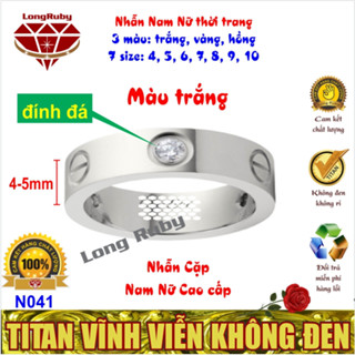 Nhẫn Nam Nữ Thời Trang Trắng, Vàng, Hồng | Nhẫn Cặp Đôi Titan Đính Đá Lịch Lãm - N041