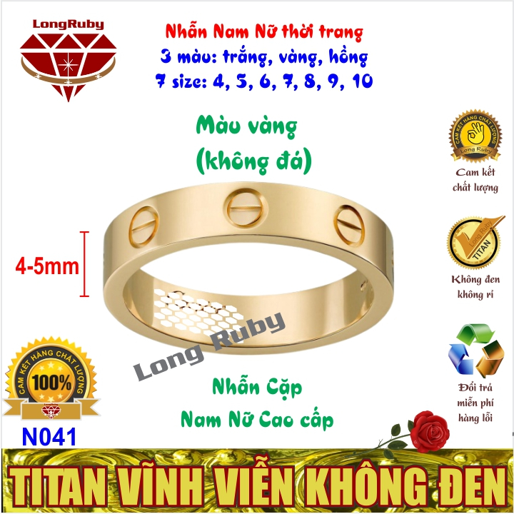 Nhẫn Nam Nữ Thời Trang Trắng, Vàng, Hồng | Nhẫn Cặp Đôi Titan Đính Đá Lịch Lãm