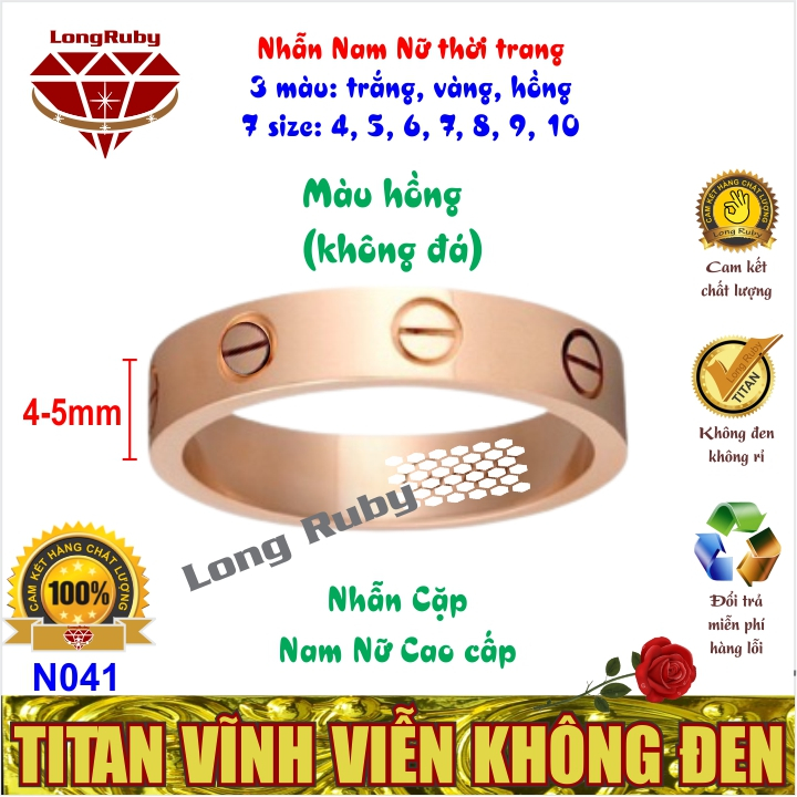 Nhẫn Nam Nữ Thời Trang Trắng, Vàng, Hồng | Nhẫn Cặp Đôi Titan Đính Đá Lịch Lãm
