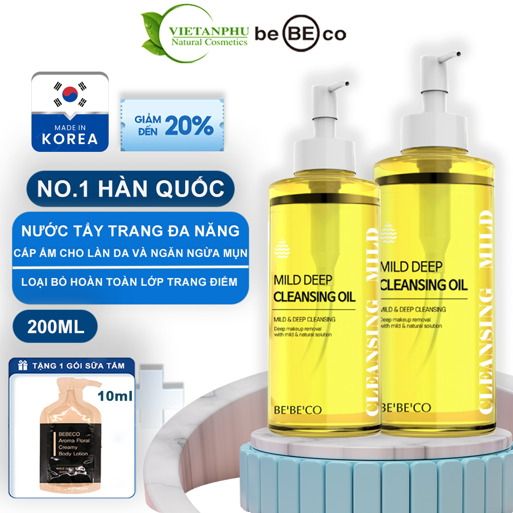 Dầu tẩy trang cho mọi loại da giúp ngừa mụn làm sạch sâu chiết xuất từ thiên nhiên BEBECO MILD DEEP CLEANSING OIL 200ML