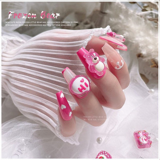 Set charm gấu dâu trang trí móng