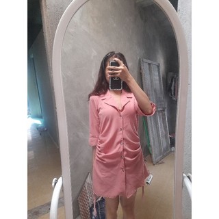 đầm sơ mi rút dây