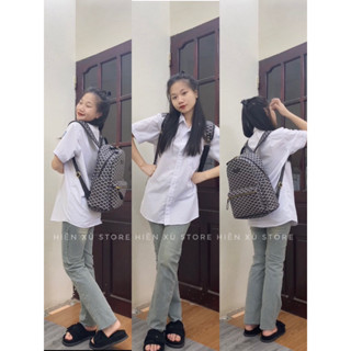 Quần jeans ống đứng màu bụi ảnh thật cạp cao co dãn hottrend 2023