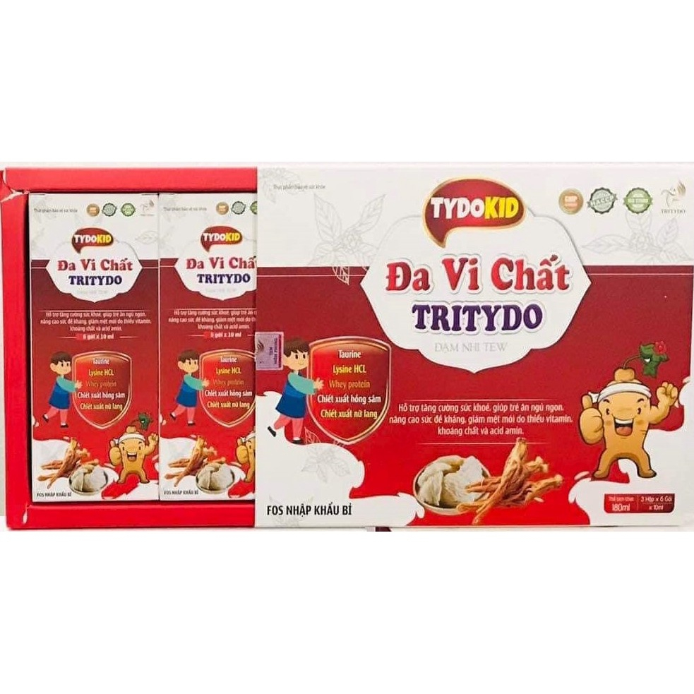 Đa vi chất TRITYDO - Đạm nhi Tew - Hỗ trợ tăng sức đề kháng, hỗ trợ ăn ngủ ngon - Hộp 18 gói.