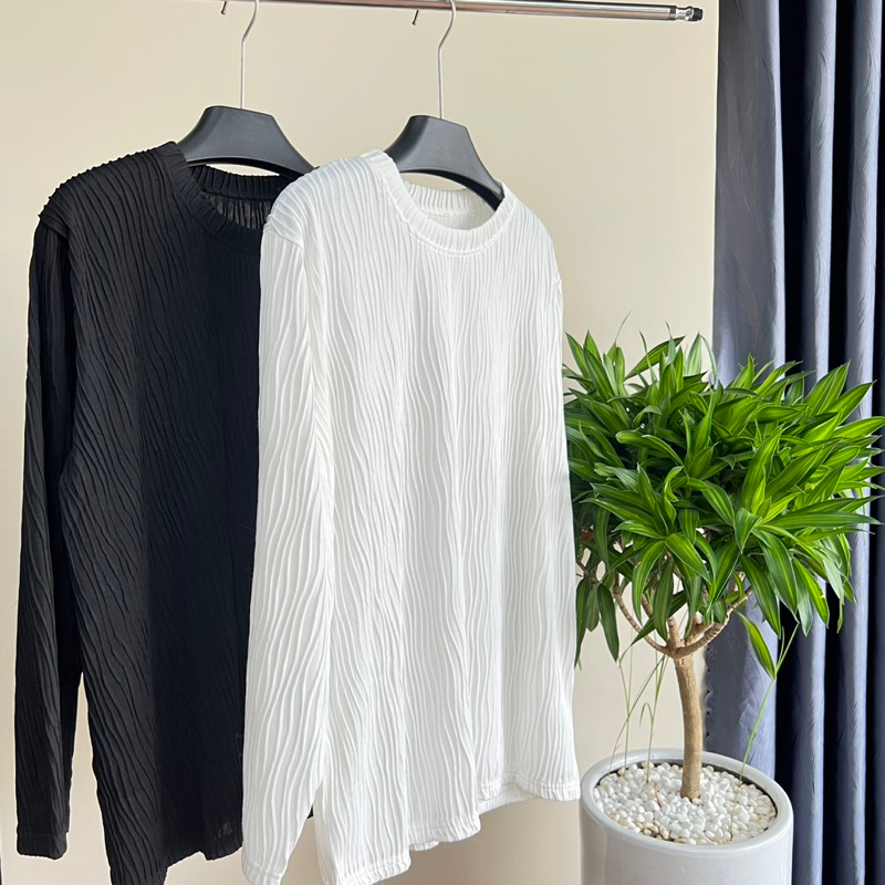 Áo thun tay dài Flo MenSwear unisex sọc xoắn form áo suông