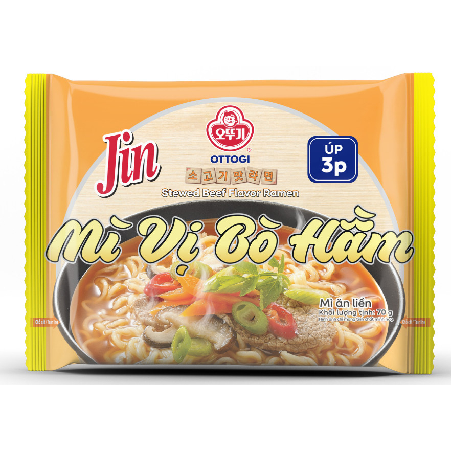 Mì ăn liền Jin Mì Bò Sốt Vang & Vị Bò Hầm ottogi 80gr
