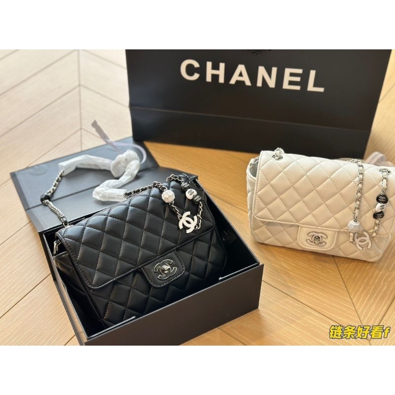 Túi xách dành cho nữ C.N sz19cm mini dây xích gắn charm da mịn kèm hộp nam châm