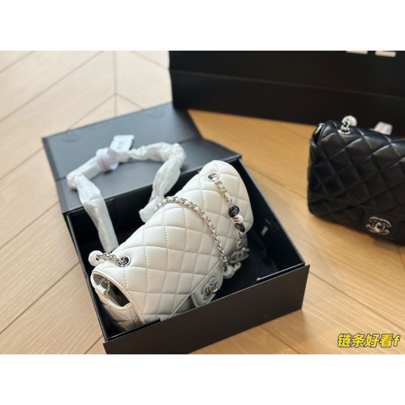 Túi xách dành cho nữ C.N sz19cm mini dây xích gắn charm da mịn kèm hộp nam châm