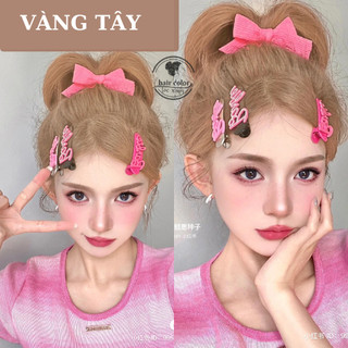 Thuốc nhuộm tóc màu VÀNG TÂY thuốc nhuộm tóc tại nhà màu vàng tặng kèm oxy găng tay mũ ủ