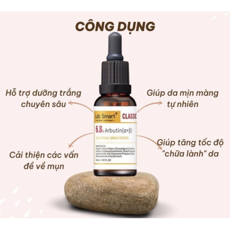 Tính chất 6.8% Arbutin 30ml dưỡng trắng sáng da
