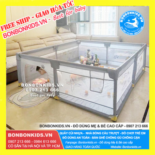 [Freeship] Quây cũi vải cao cấp, Cũi vải, Quây vải khung inox cho bé ( Tặng kèm thảm, bóng)