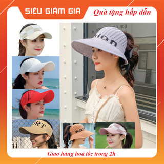 Nón vành rộng hở đầu phối nơ,mũ vành rộng hở đầu xinh xắn,mũ len nam nữ nón kết nửa đầu kiểu dáng thể thao thoáng khí