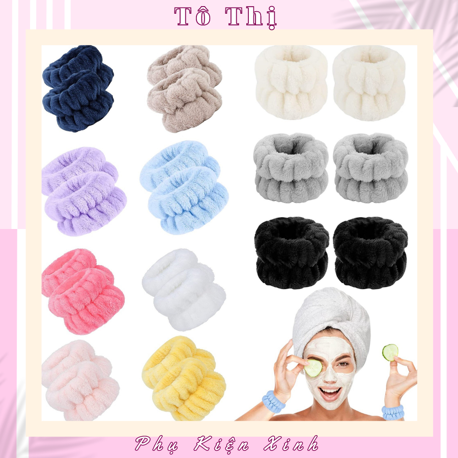 SET 2 băng đeo cổ tay rửa mặt, vòng đeo tay rửa mặt tránh ướt áo, thấm hút chuyên dụng - Tô Thị
