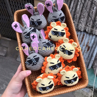 Móc khoá thú bông bằng len Nong Lion & Chinzilla