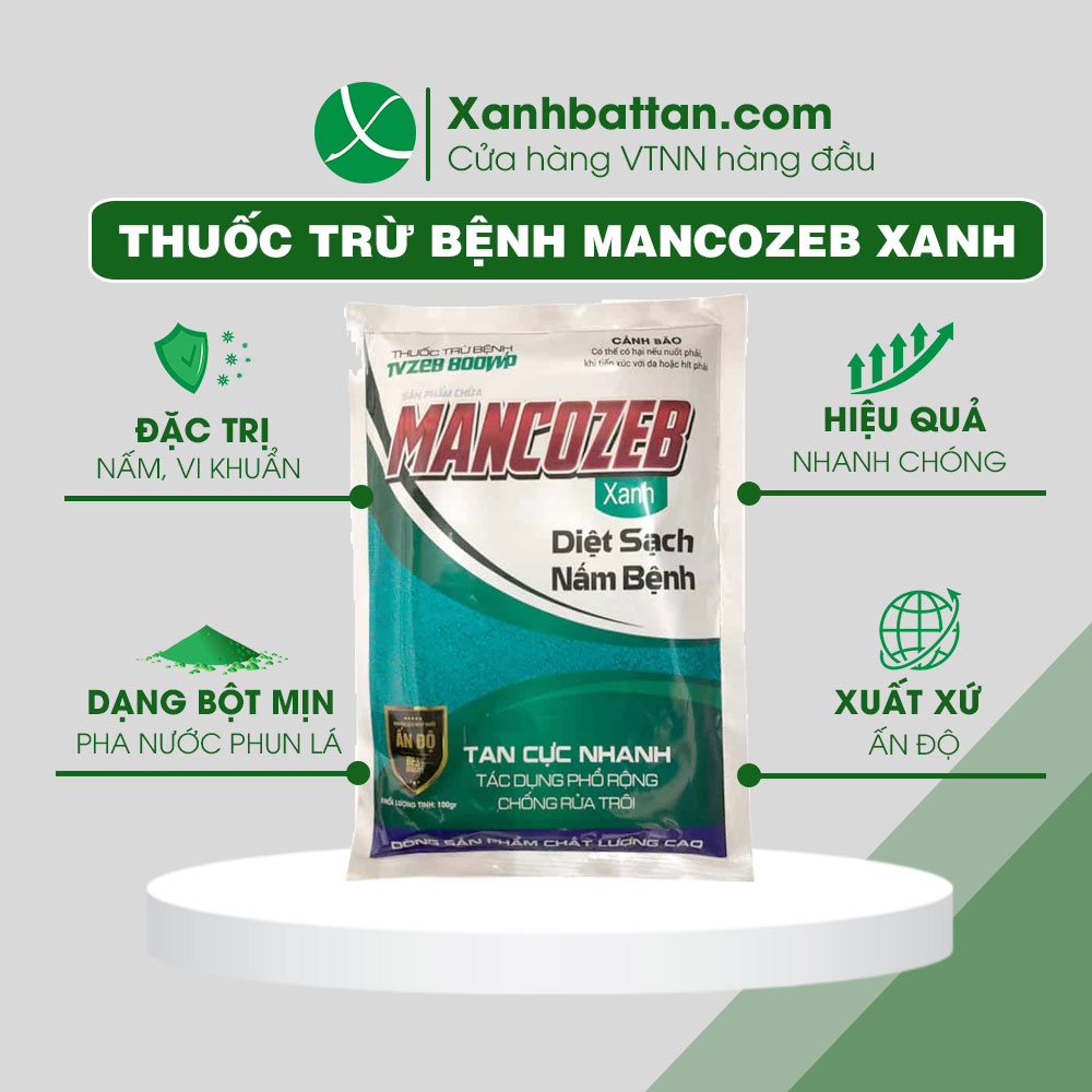 Mancozeb Xanh Ấn Độ Trừ Nấm Bệnh Cây Trồng Gói 100 Gram