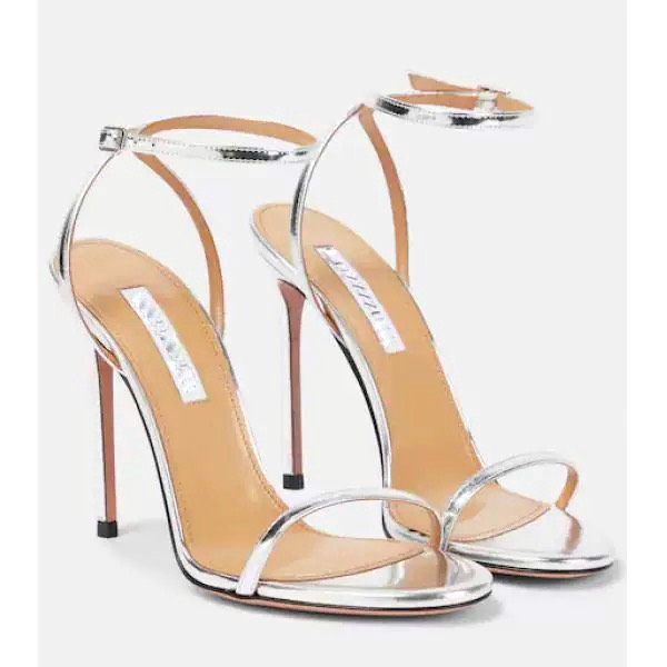 giày sandal BẠC chéo gót da bóng cao cấp, cao 8-10-11cm
