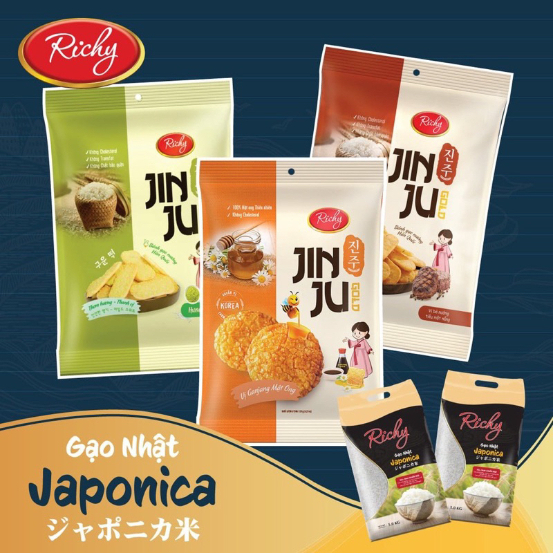 Bánh Gạo JinJu 3 vị cốm sữa/ bò nướng mật ong/ muối hồng