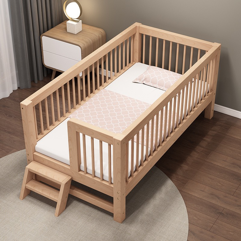 Giường cũi cho bé, giường ngủ trẻ em dài 1m5 rộng 80cm gỗ thông nhập khẩu - Nội Thất HT