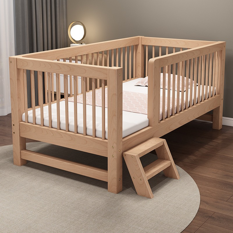 Giường cũi cho bé, giường ngủ trẻ em dài 1m5 rộng 80cm gỗ thông nhập khẩu - Nội Thất HT