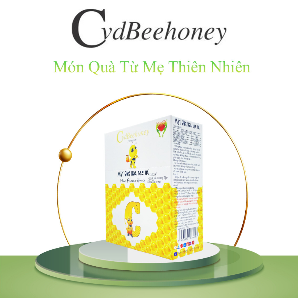 Hộp Mật Ong Hoa Hoa Bạc Hà Nguyên Chất, Tăng Đề Kháng, Phục Hồi Sức Khỏe, Đẹp Da Cho Người Già,Trẻ Em CVDBEEHONEY 12x10g