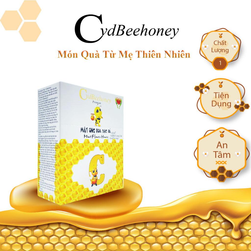 Hộp Mật Ong Hoa Hoa Bạc Hà Nguyên Chất, Tăng Đề Kháng, Phục Hồi Sức Khỏe, Đẹp Da Cho Người Già,Trẻ Em CVDBEEHONEY 12x10g