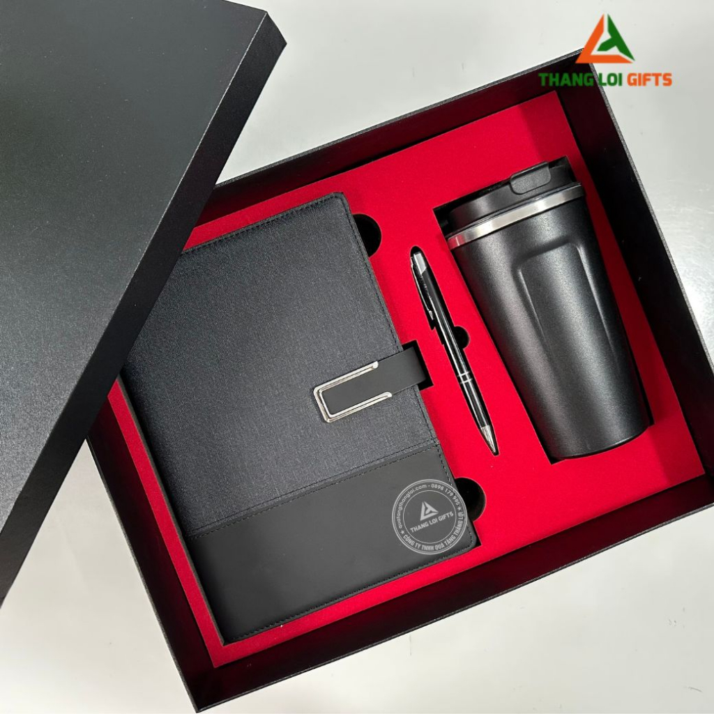 COMBO 3 MÓN TRI ÂN THẦY CÔ - Ly Giữ Nhiệt 510ml, Sổ tay bìa còng và Bút Ký khắc tên, in logo theo yêu cầu
