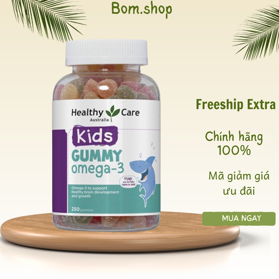 Kẹo Gummy Omega 3 Healthy Care Úc 🔥𝐍𝐄𝐖🔥250 viên giúp bé phát triển trí tuệ