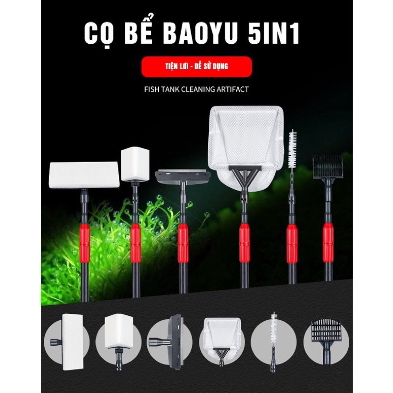 Dụng Cụ Vệ Sinh 5 Trong 1 Baoyu BT90 - Chà Vệ Sinh Đa Năng Bể Cá